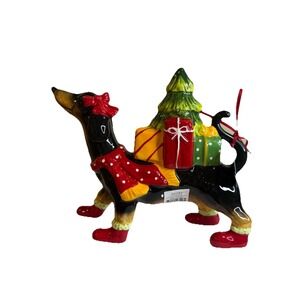 Blue Sky Clayworks Christmas HARVEY Dachshund Dog Figurine HTF Auth Retailer NEW